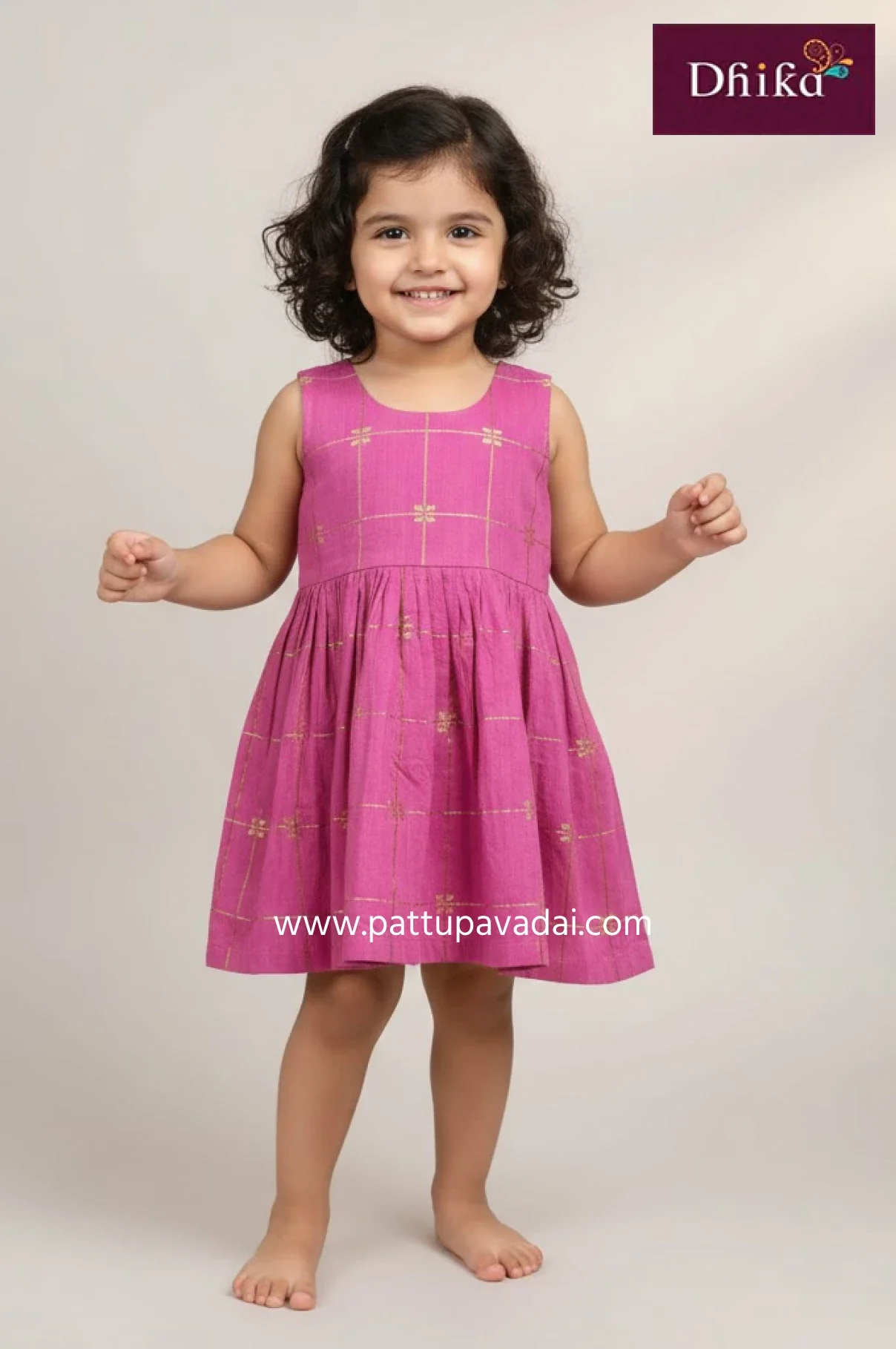 Baby Pink Raw Silk Frock for Girls – Traditional Festive & Party Wear Dress