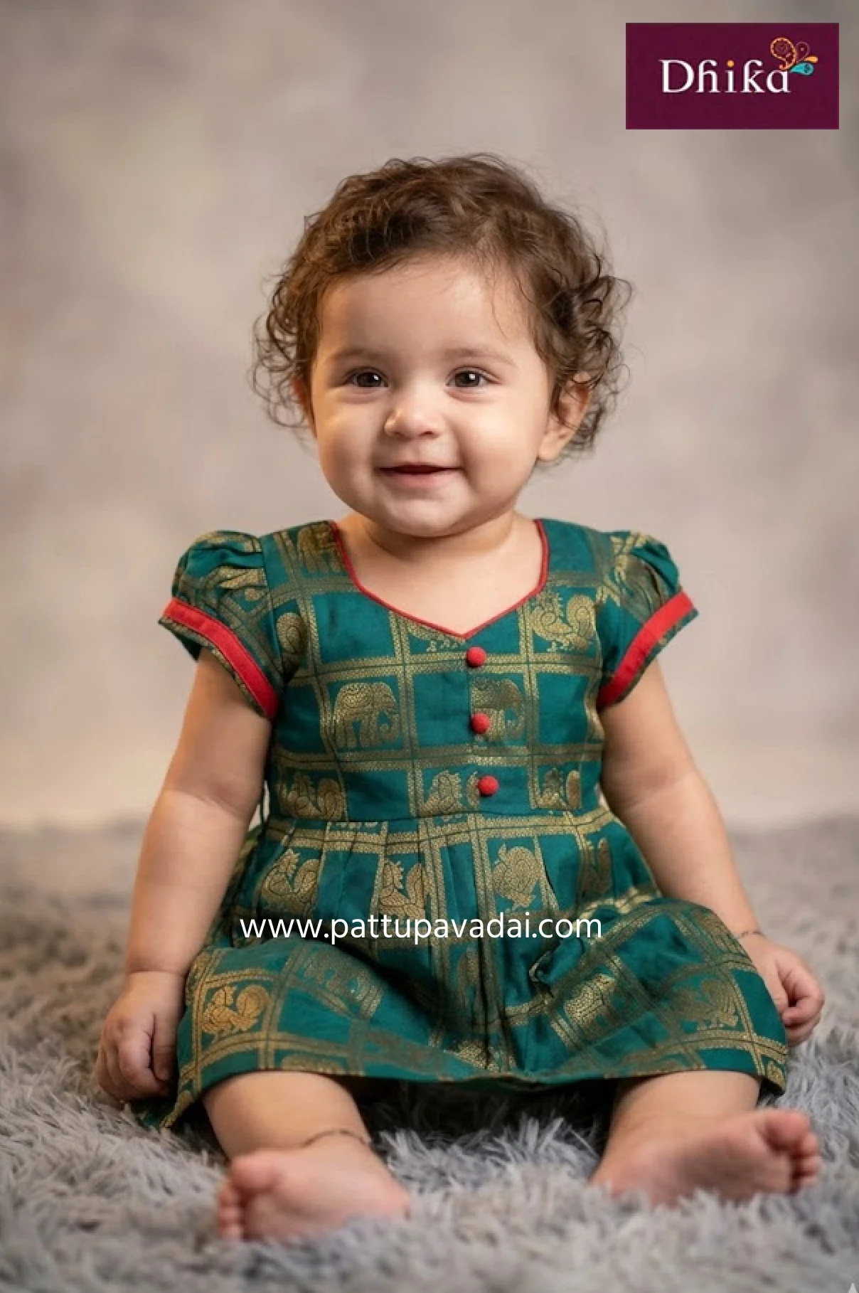 Banarasi Frock Rama Green – Premium Traditional Wear for Kids