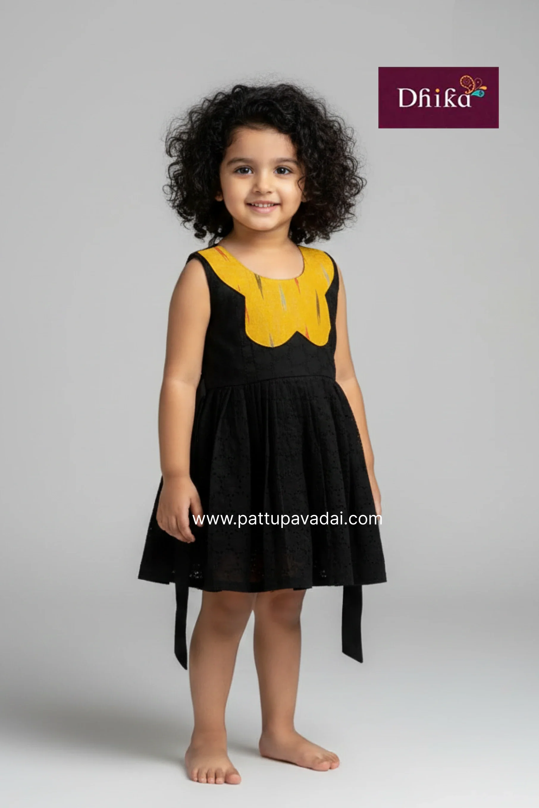 Black Hakoba Frock for Girls | Kids Party & Casual Wear