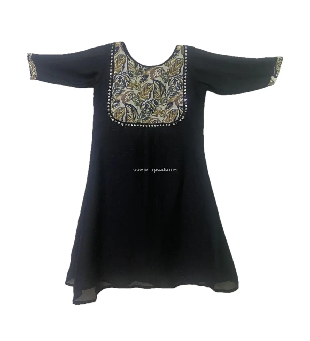 Black Vichitra Silk Kurti – Luxurious Traditional Wear for Women - Image 2