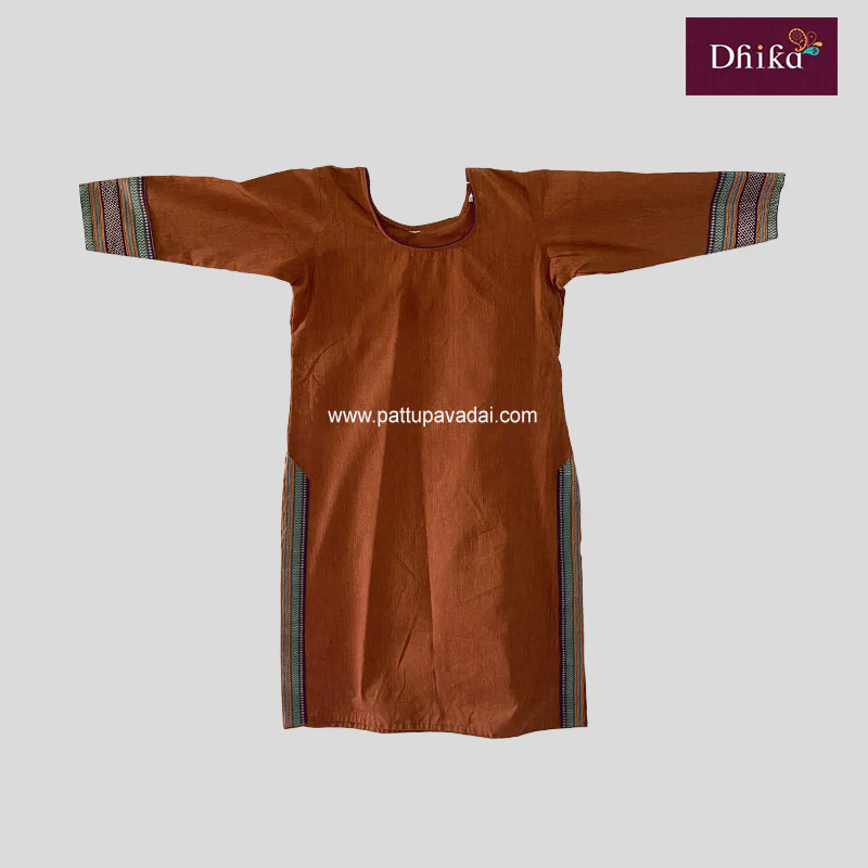 Chettinad Cotton Brown Kurti – Soft & Breathable Traditional Wear for Women - Image 2