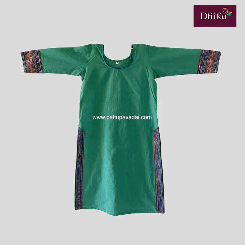 Buy Chettinad Cotton Sea Green Kurti Online  – Soft & daily wear kurthi for Women - Image 2