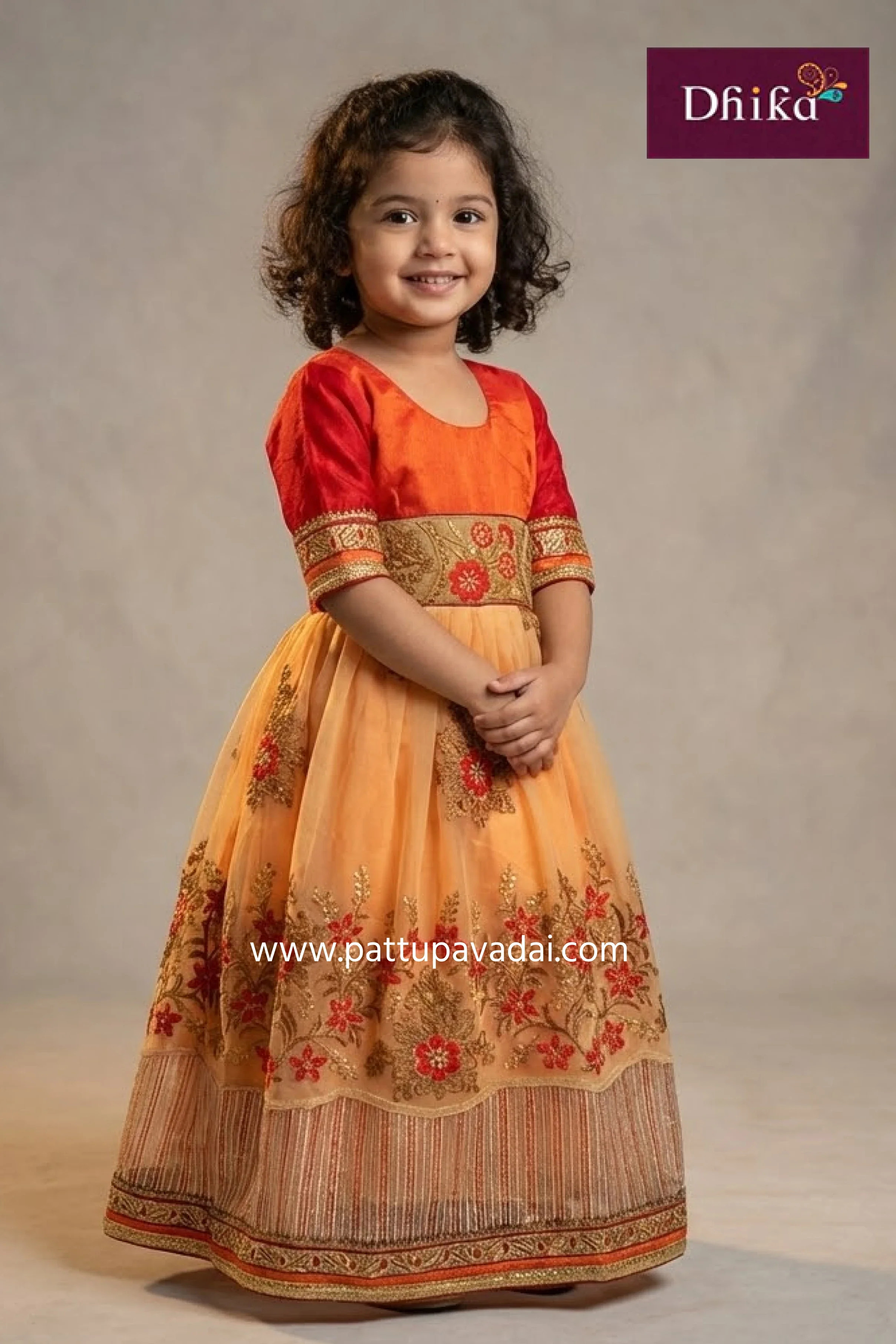 Cream and Orange Party Wear Long Gown – Elegant & Stylish Long Gown