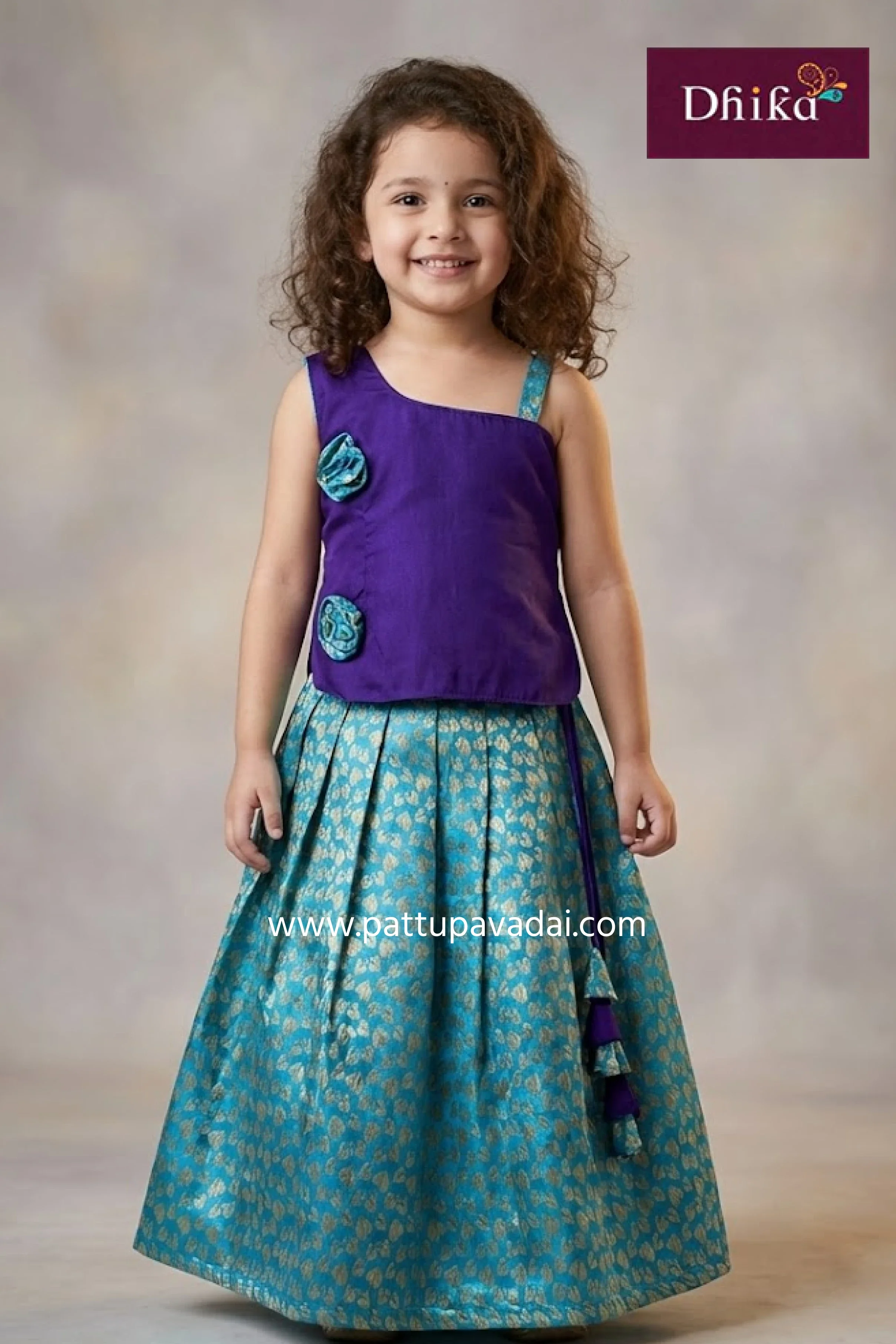 Fancy Banarasi Langa Violet and Sky Blue