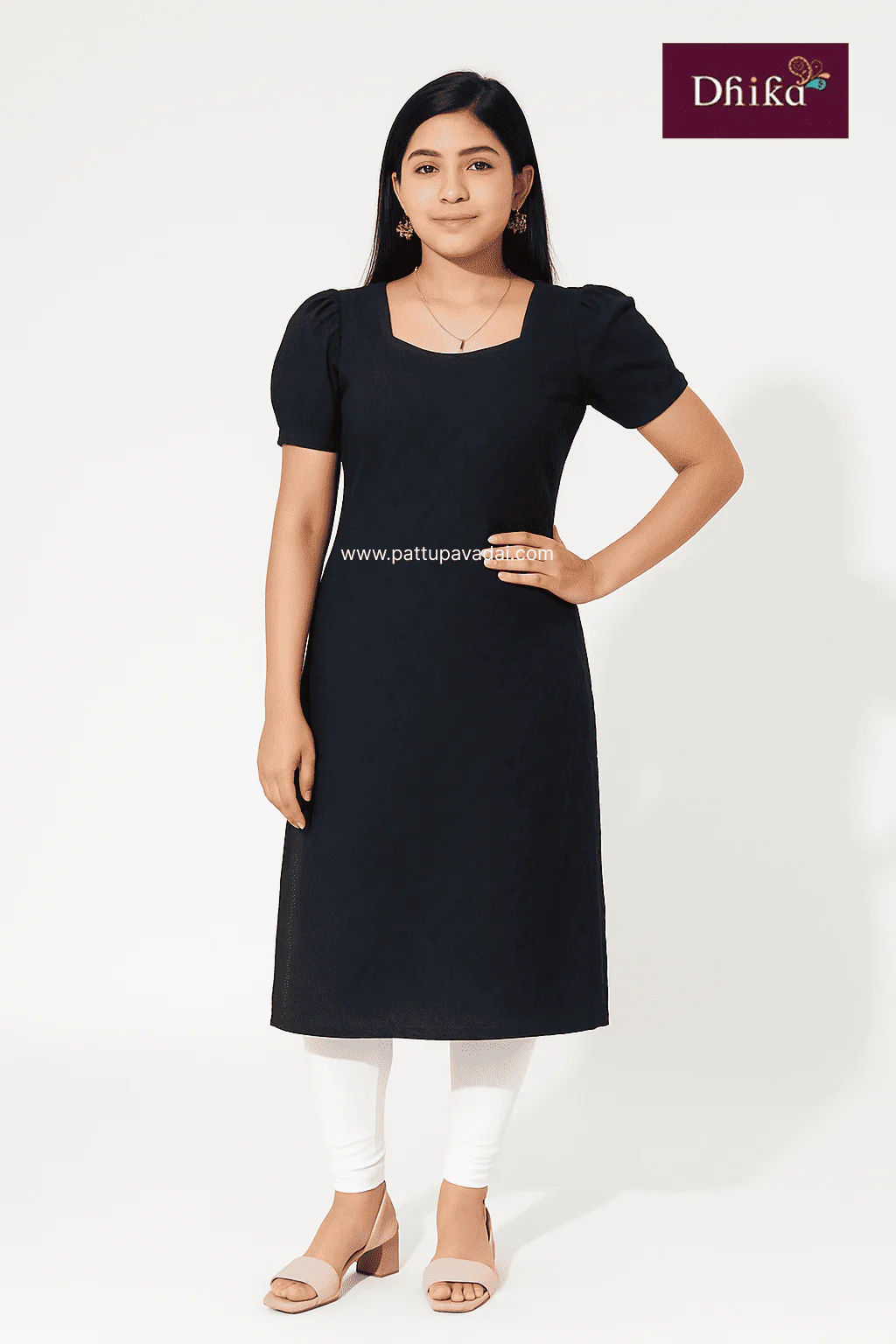 Hakoba Black Kurti – Elegant Embroidered Cotton Kurti for Women