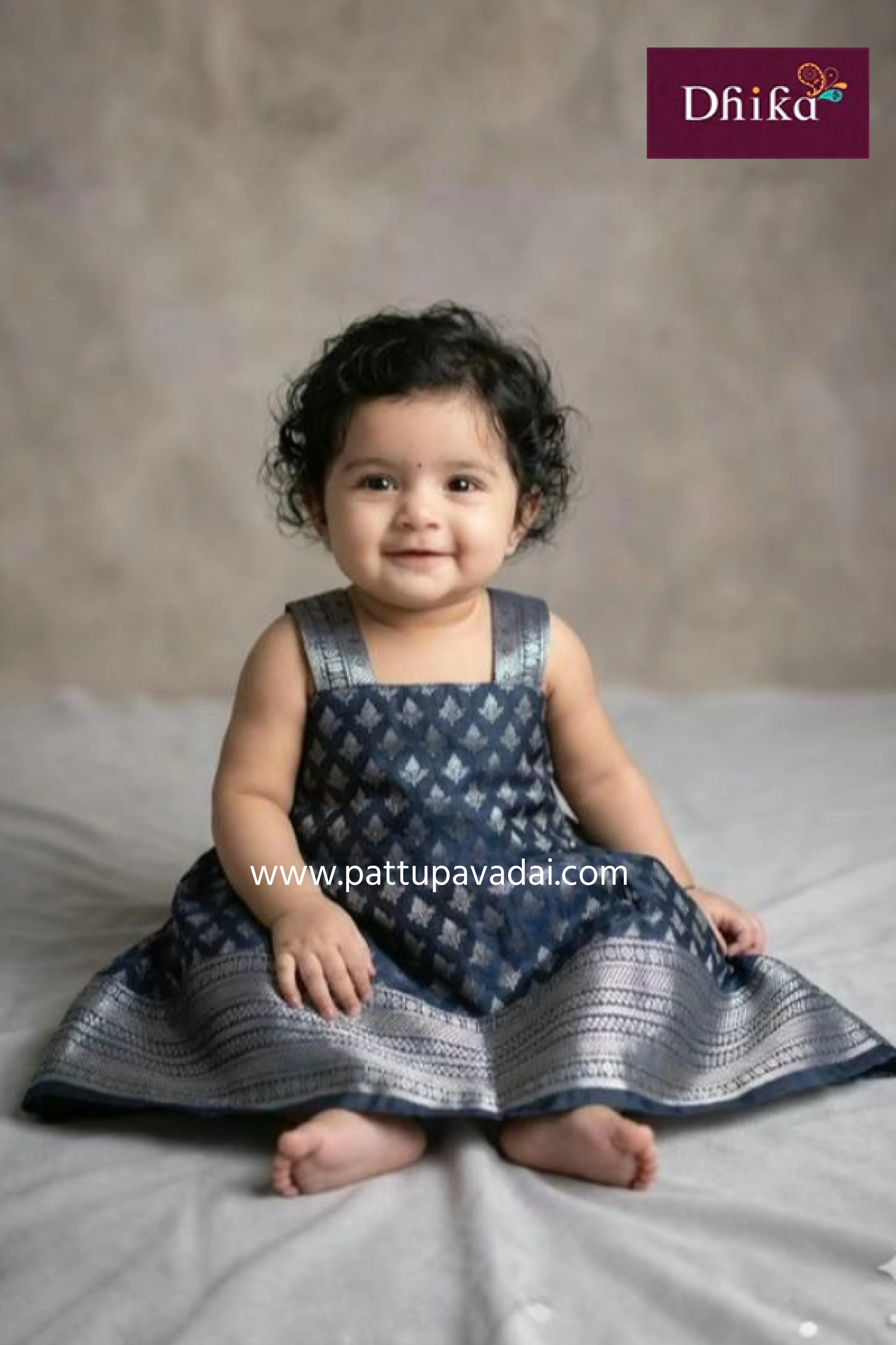 Just Born Frock Grey & Silver – Elegant Party Wear for Babies