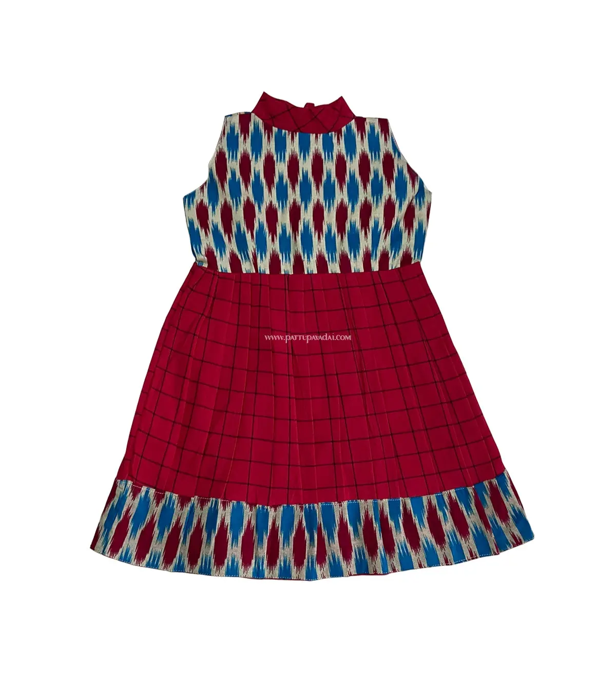 Kids Ikkat Frock Maroon – Pure Cotton Traditional Wear - Image 2