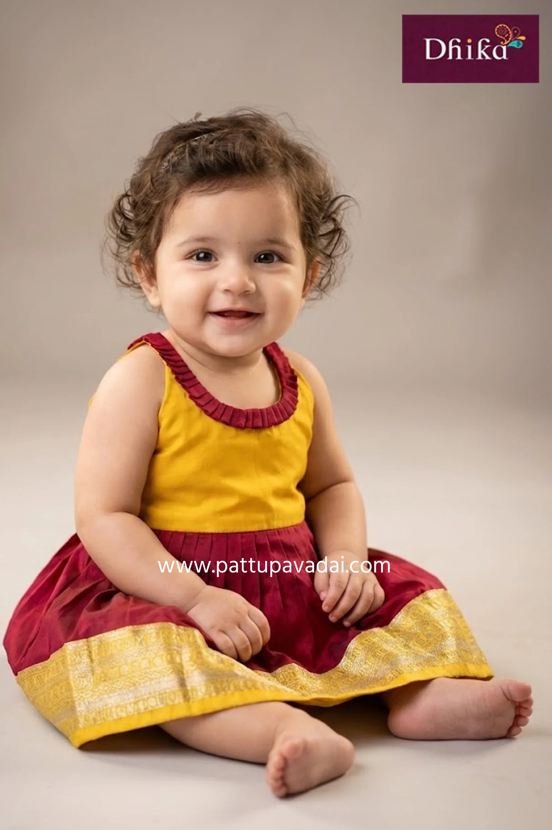 Kids Silk Frock Red & Yellow – Elegant Party Wear