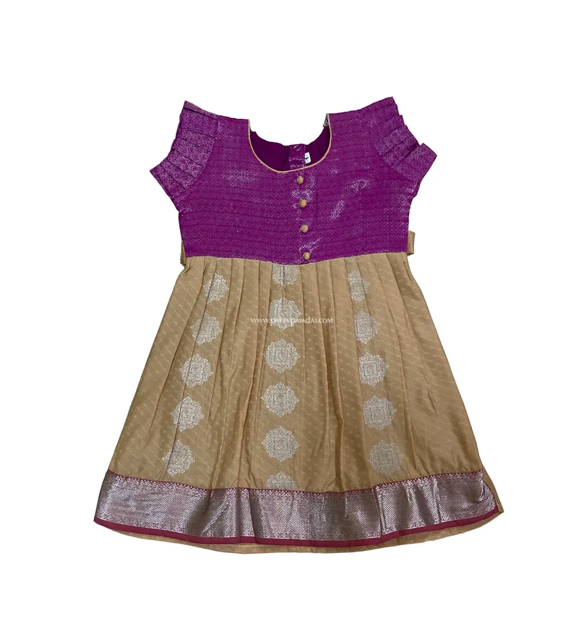 Kids Silk Frock Pink & Sandal – Elegant Festive Wear Dress - Image 2