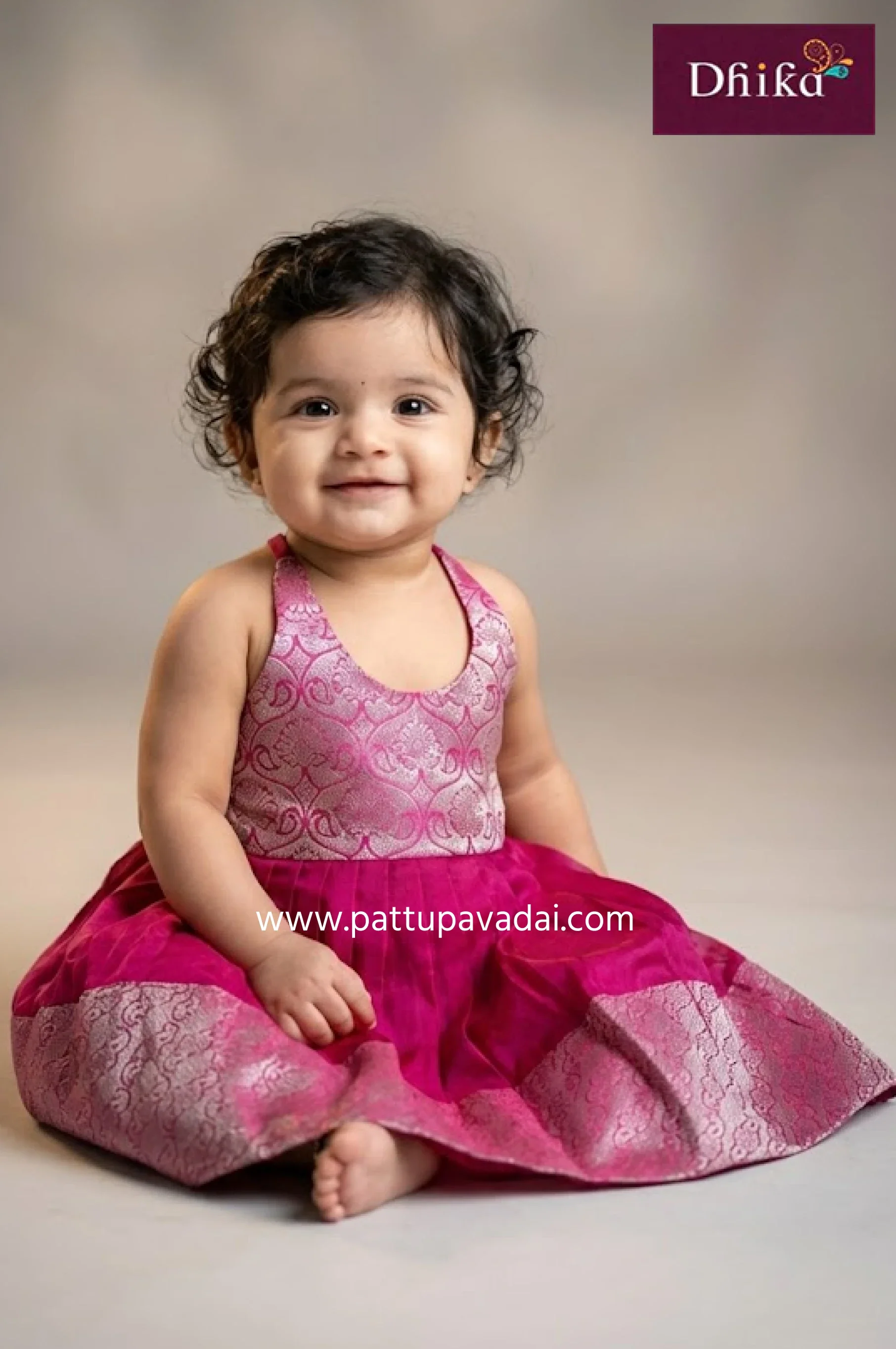Kids Silk Frock Pink & Silver – Elegant Knot Frock for Special Occasions