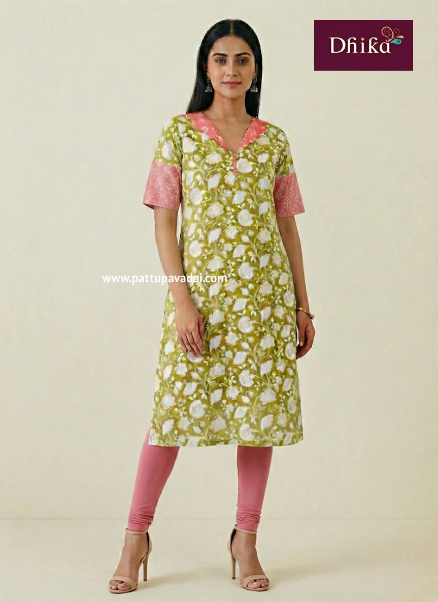 Mild Green Cotton Kurti for Women with Lining – Comfortable Daily Wear Kurta
