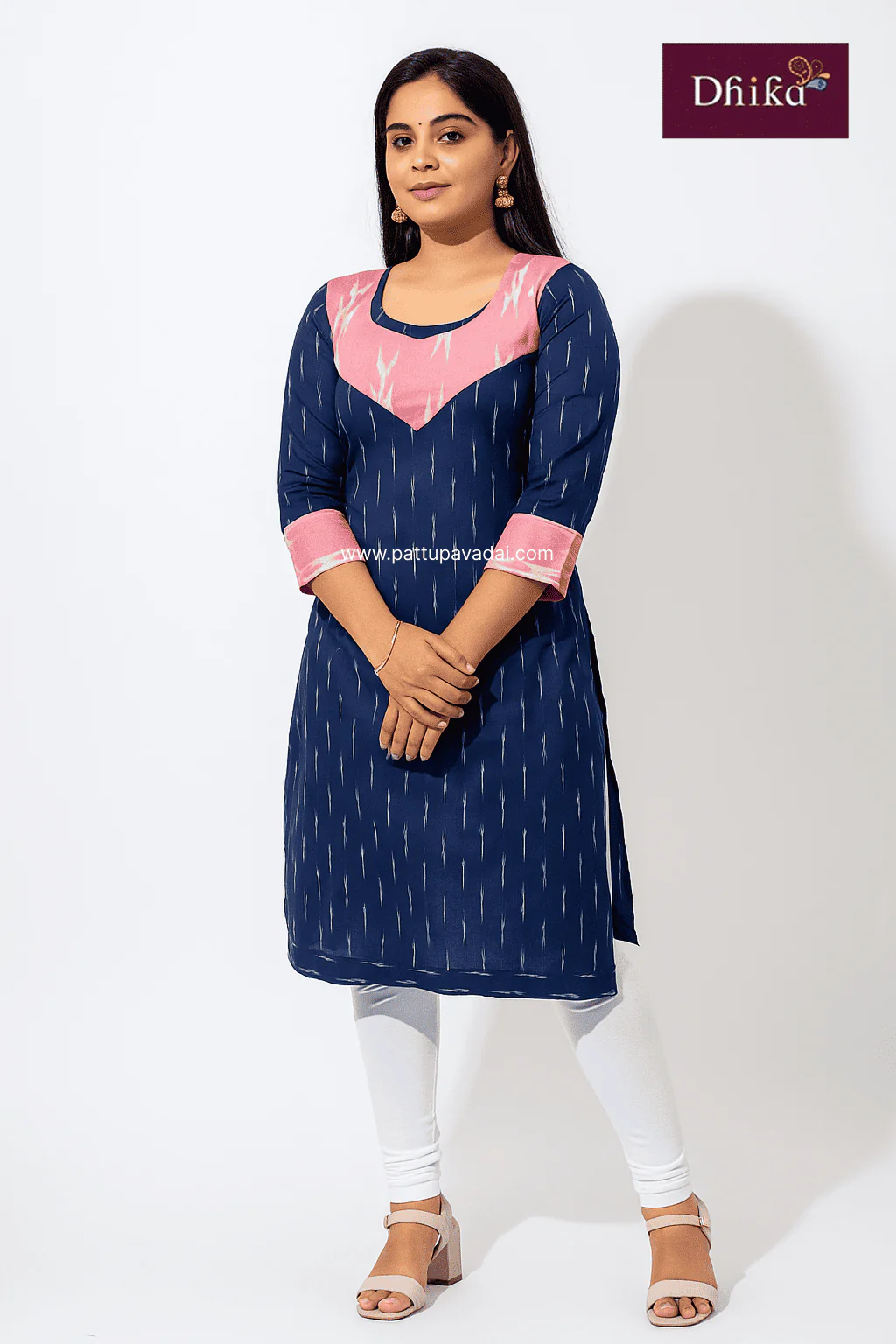 Navy Blue Ikkat Cotton Kurti – Soft & Breathable Traditional Wear for Women