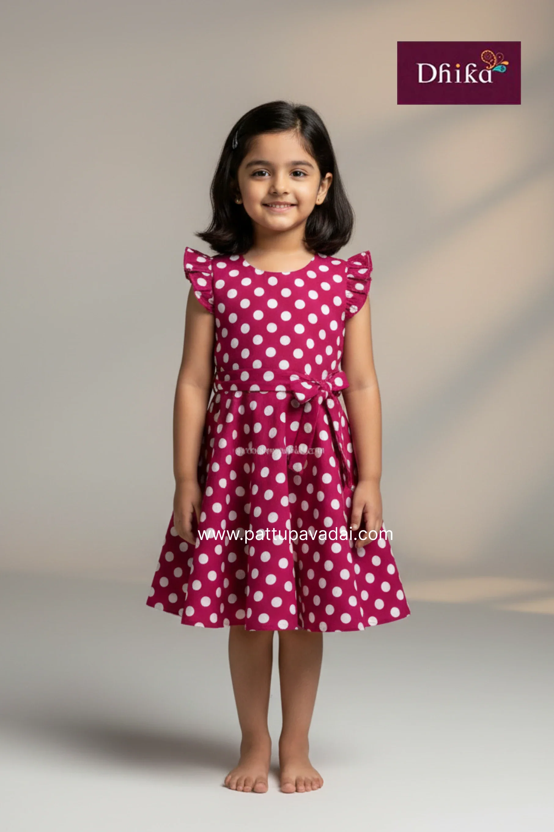 Pink Polka Dots Frock for Girls | Kids Casual & Party Wear Dress - Image 2