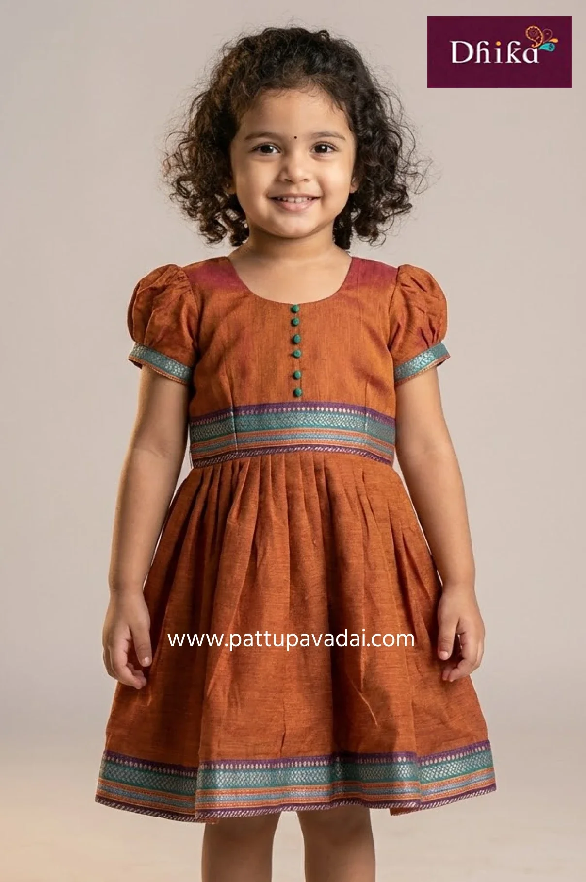 Pure Cotton Honey Brown Frock for Kids – Soft & Comfortable Everyday Wear