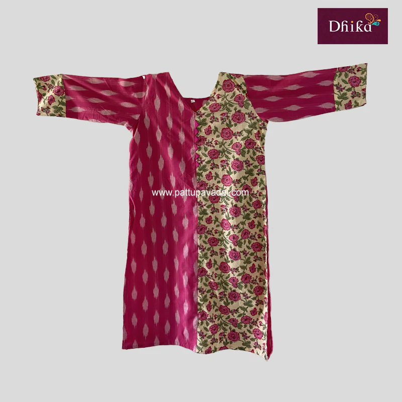 Pure Cotton Pink and Sandal Kurti – Soft & Comfortable Traditional Wear for Women - Image 2