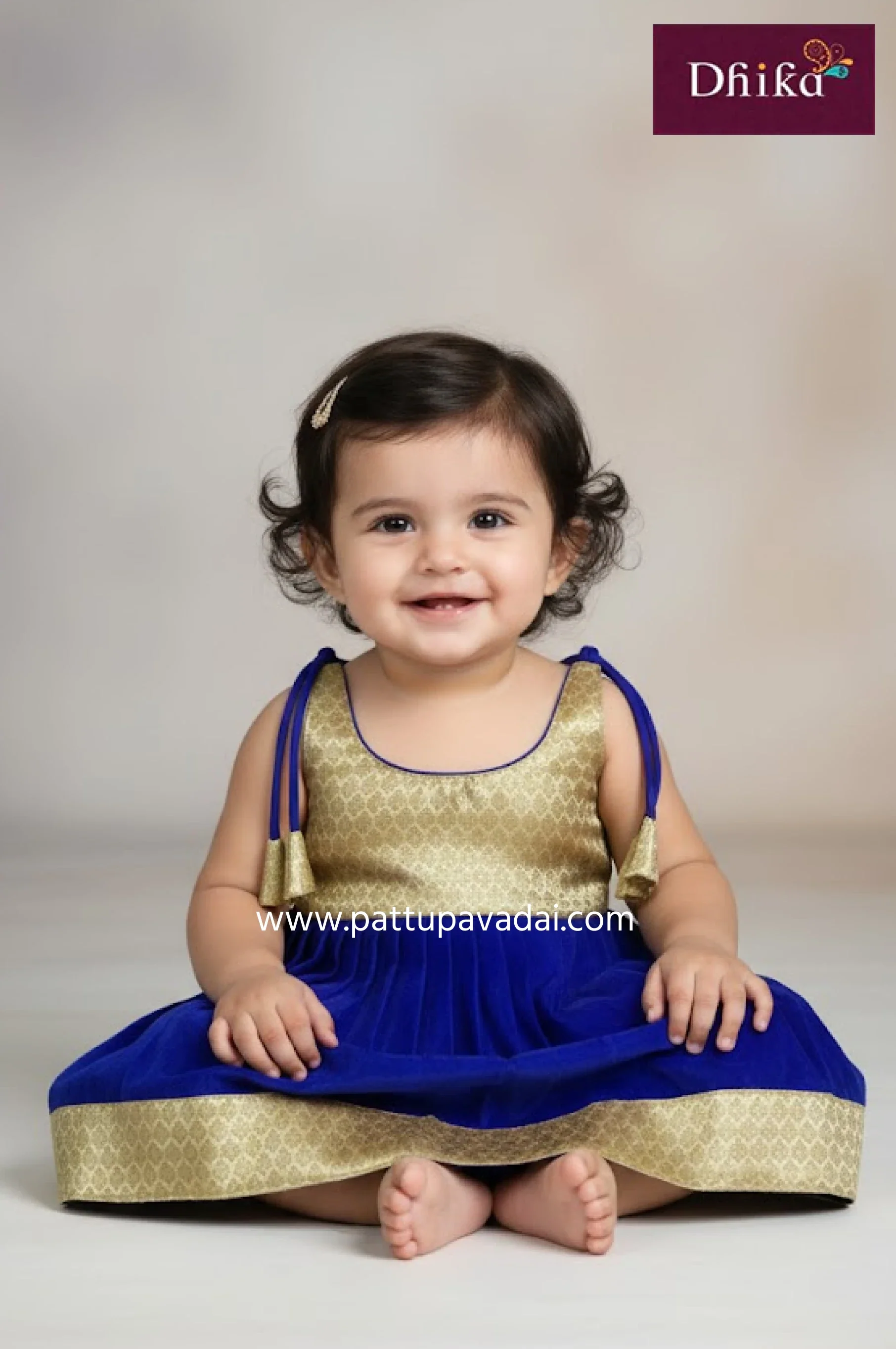 Kids Silk Frock Blue – Elegant Party Wear