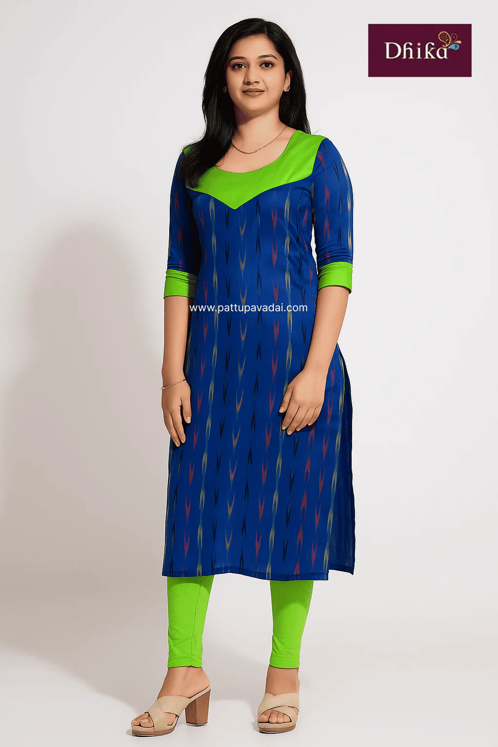 Royal Blue Ikkat Cotton Kurti – Soft & Breathable Traditional Wear for Women