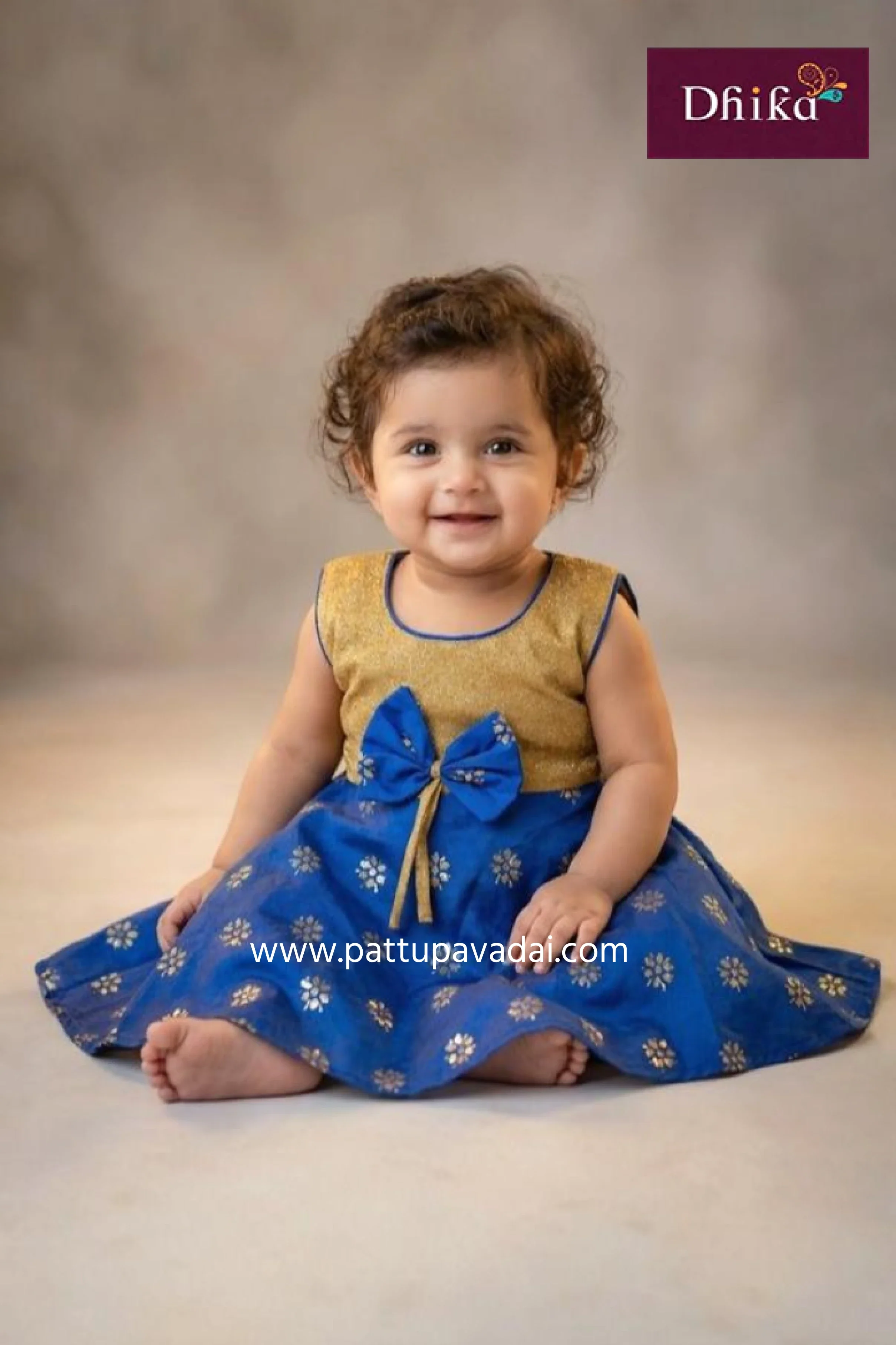 Silk Cotton Frock Blue – Traditional Puff Sleeve Kids Ethnic Frock