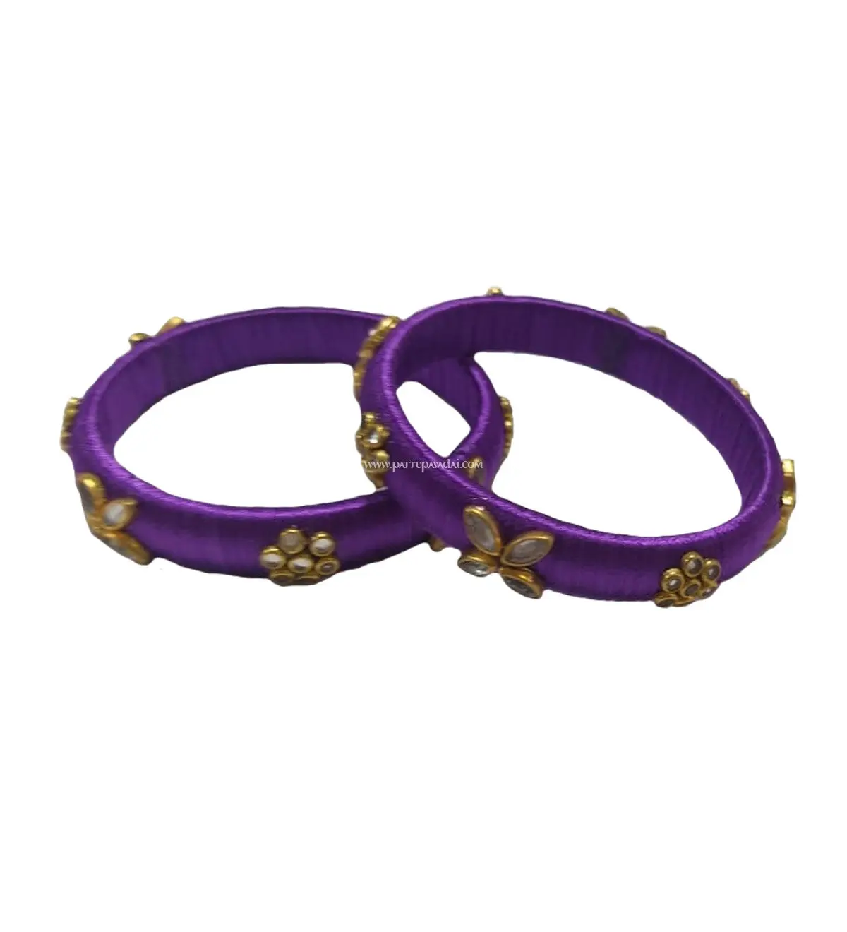 Silk Thread Designer Bangle Violet – Stone Embellished Traditional Jewelry