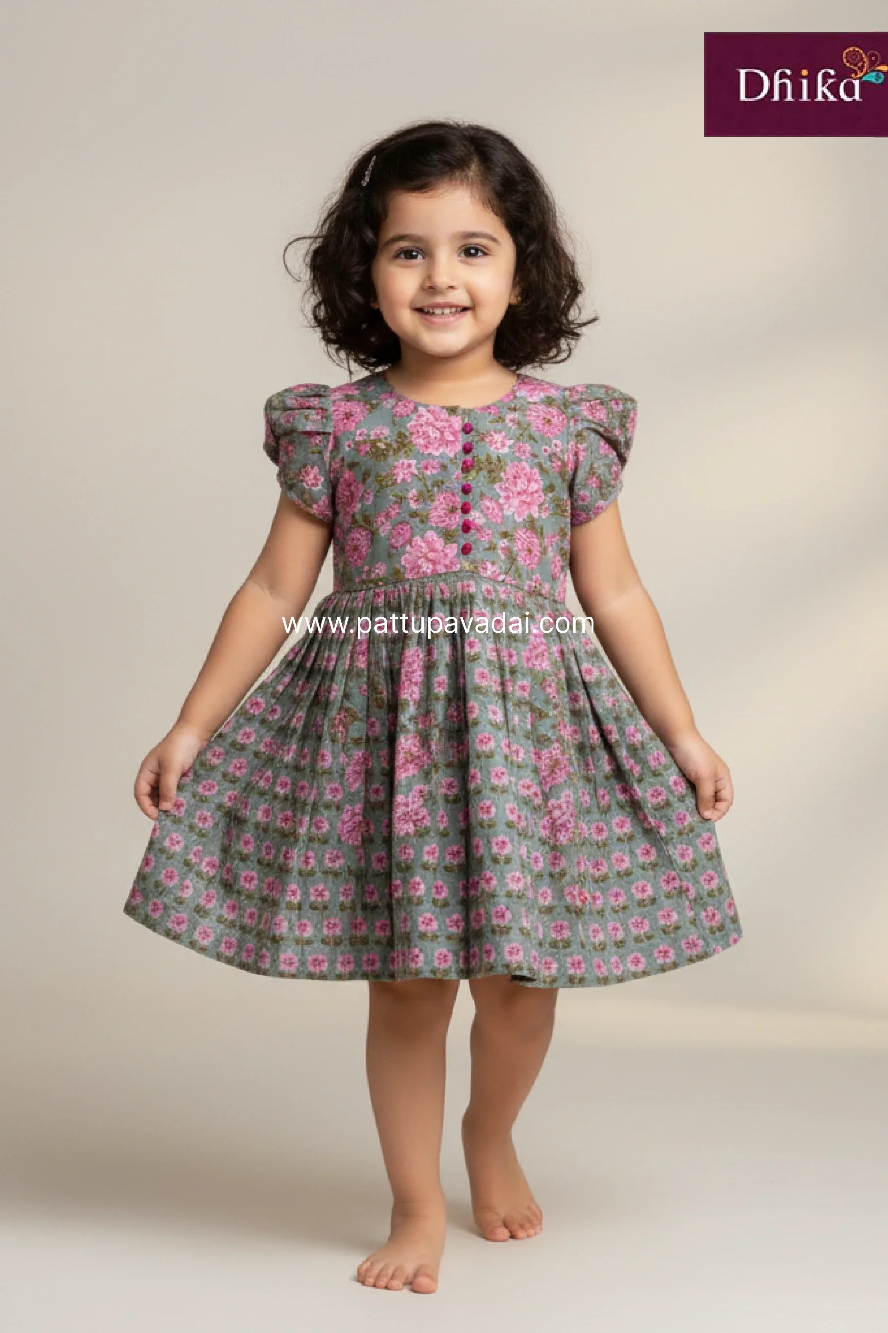 Grey Soft Cotton Frock for Girls | Kids Casual & Festive Wear