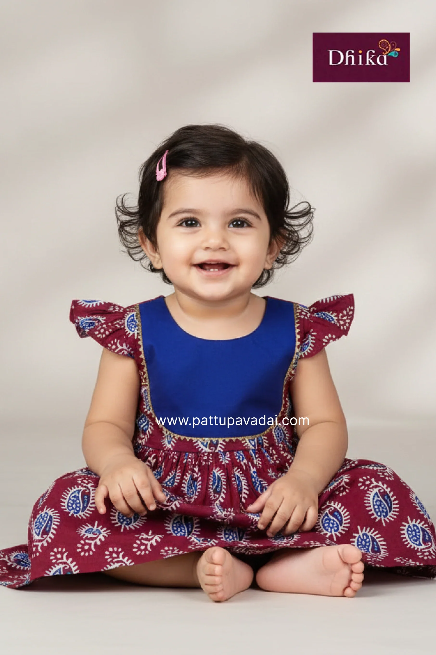Maroon Soft Cotton Frock for Girls | Kids Casual & Festive Wear - Image 2