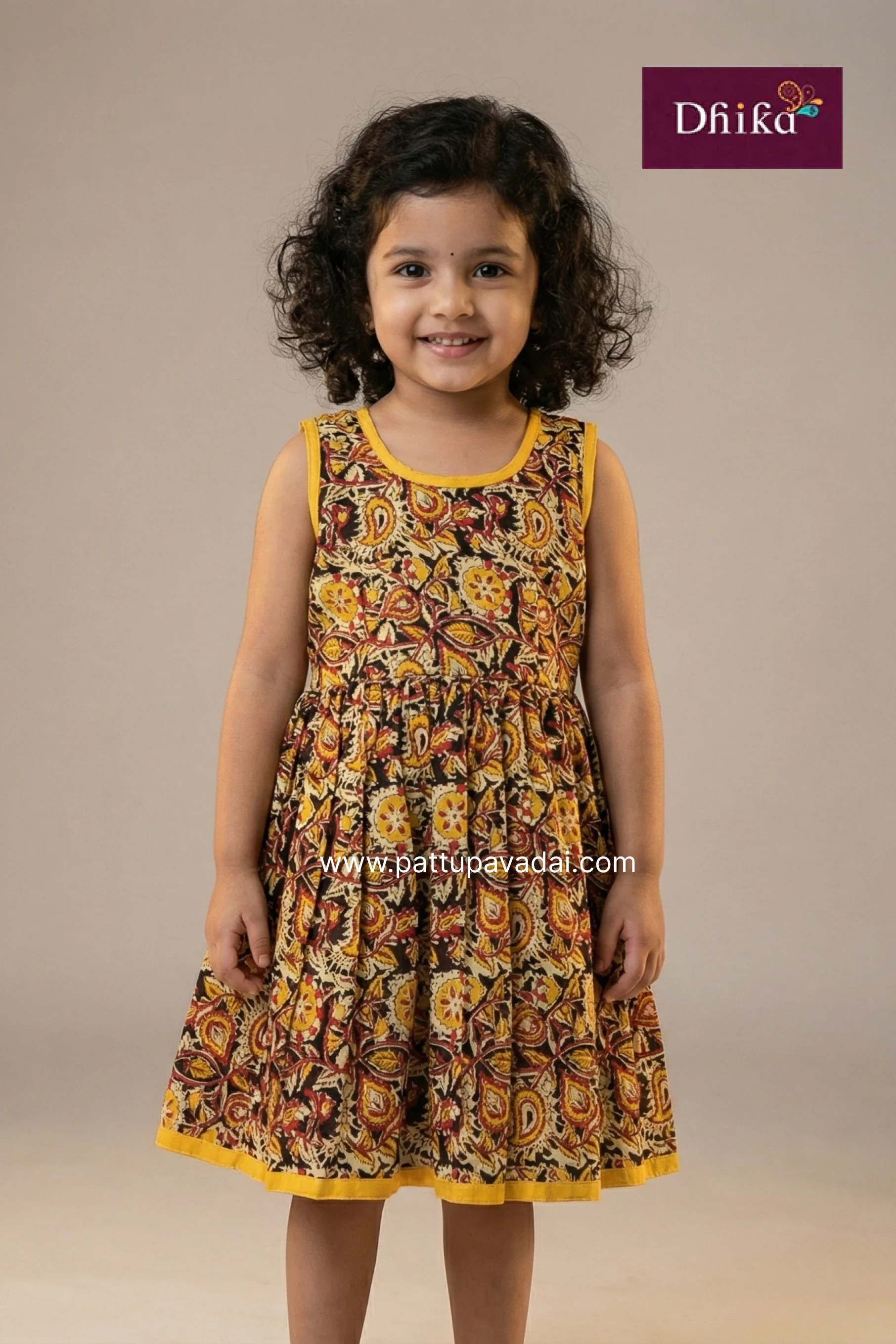 Yellow & Black Soft Cotton Frock for Girls | Kids Casual & Festive Wear